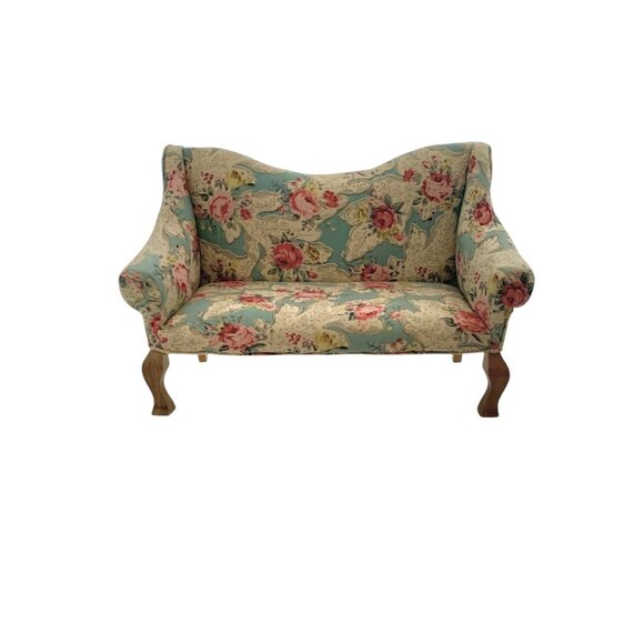 Couch Dollhouse Furniture Miniature Sofa in Floral Design Vintage Display Decor